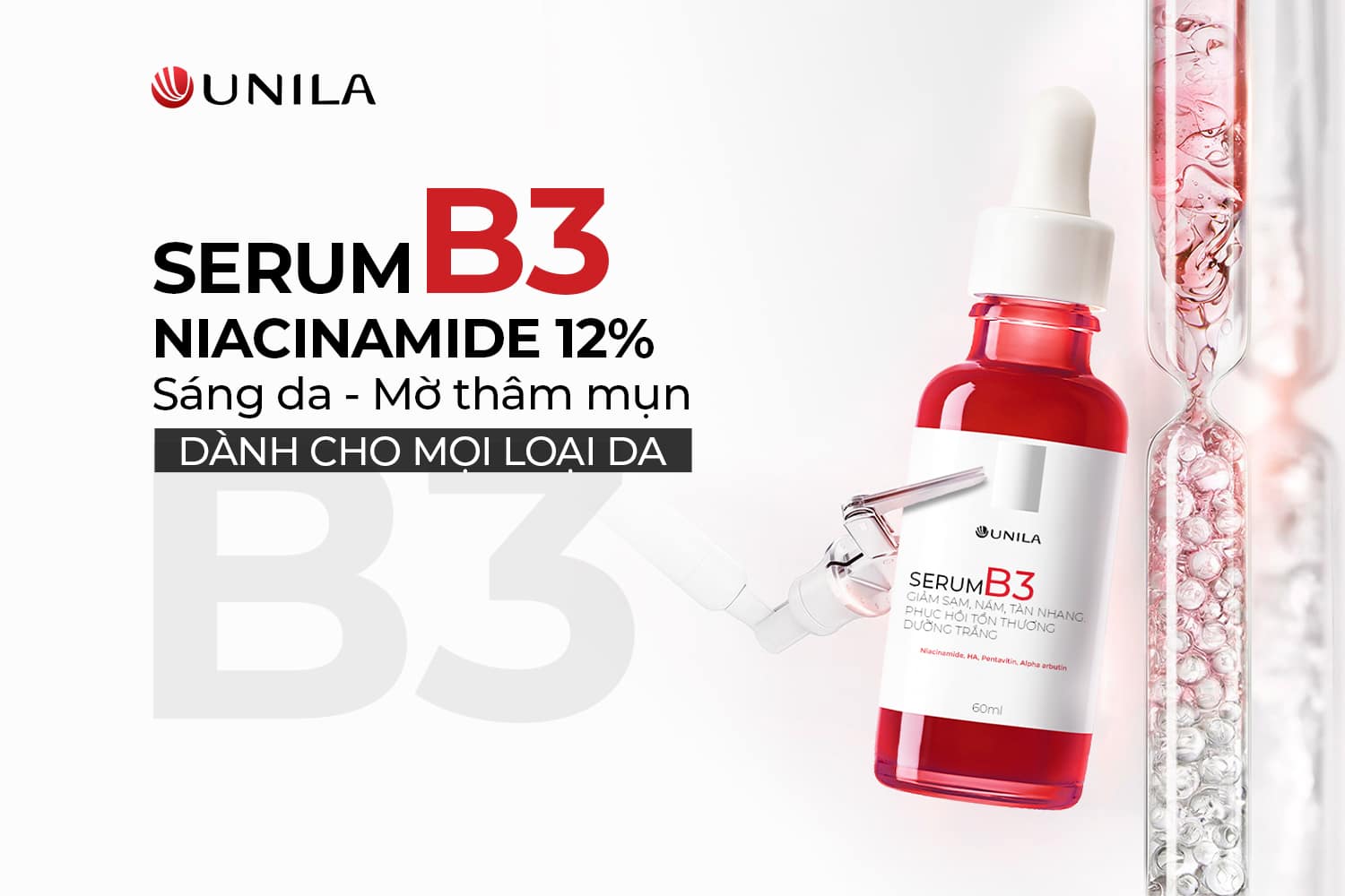 Niacinamide Serum Mã hàng chủ lực tại Nhà máy sản xuất mỹ phẩm UNILA