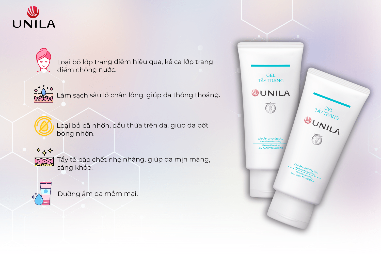 Gia công mỹ phẩm sạch Gel Tẩy Trang HDSD Unila Việt Nam