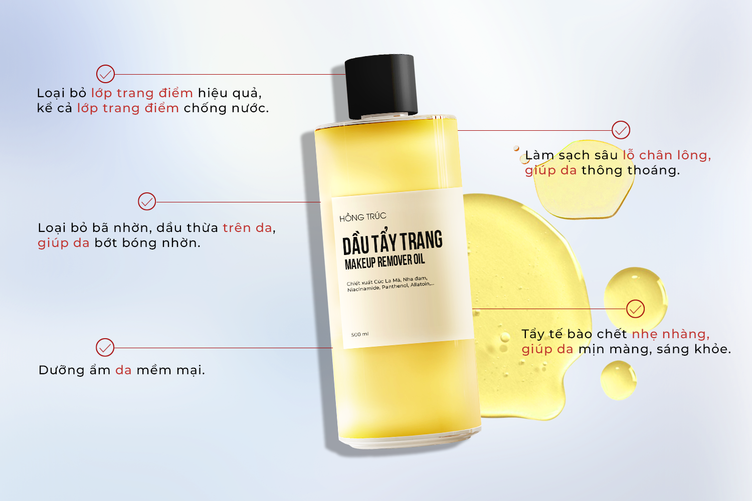 Gia công mỹ phẩm Dầu Tẩy Trang Unila Công dụng