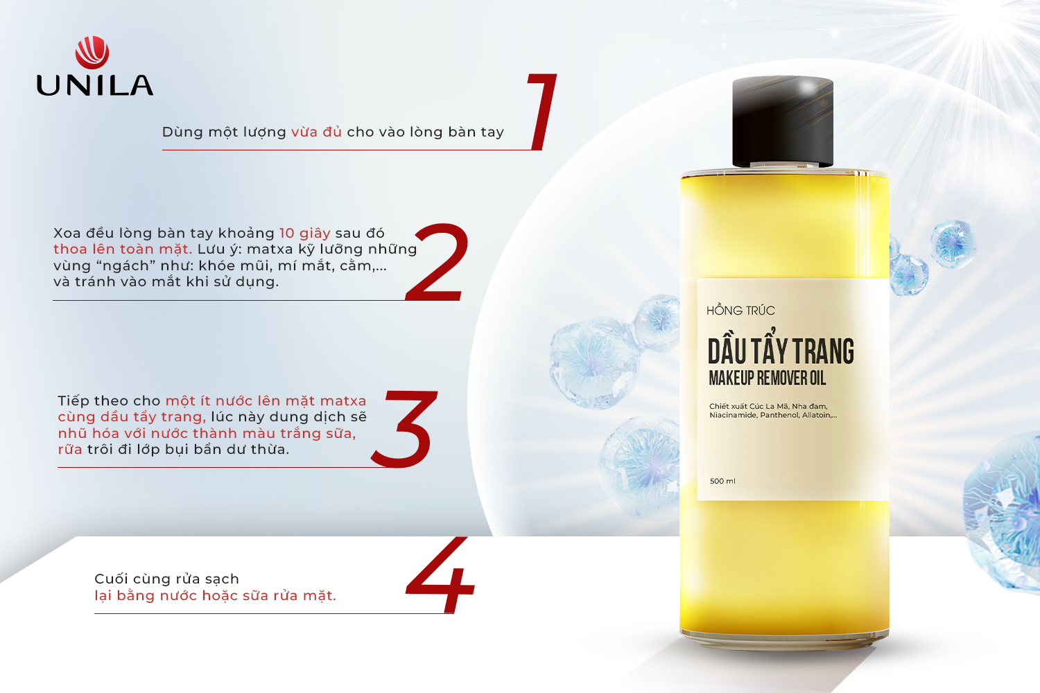 Dầu Tẩy Trang Unila Việt Nam Các bước Thực hiện