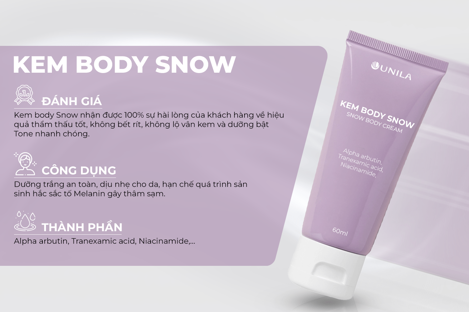 Gia công mỹ phẩm sạch xu thế mới Kem Body Snow Unila