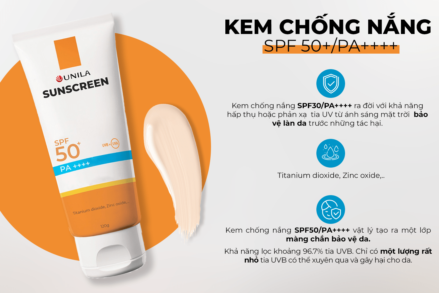 Gia công mỹ phẩm sạch xu thế mới Kem Chống Nắng SPF 50+/PA++++ UNILA