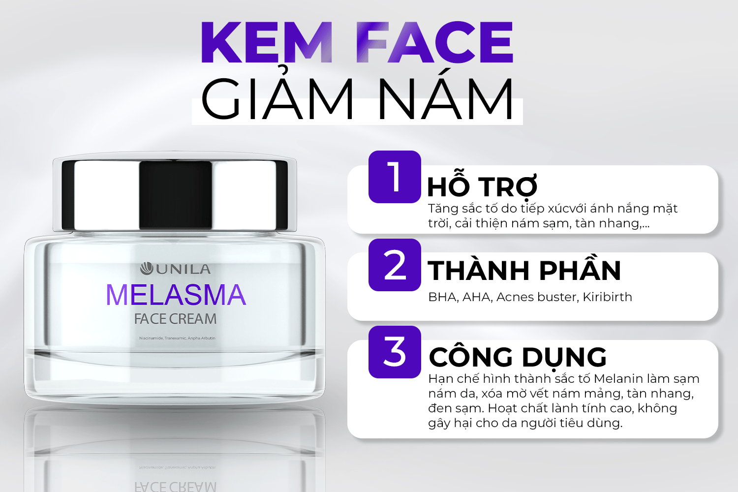 hoạt chất xóa nám Nhà máy sản xuất mỹ phẩm UNILA