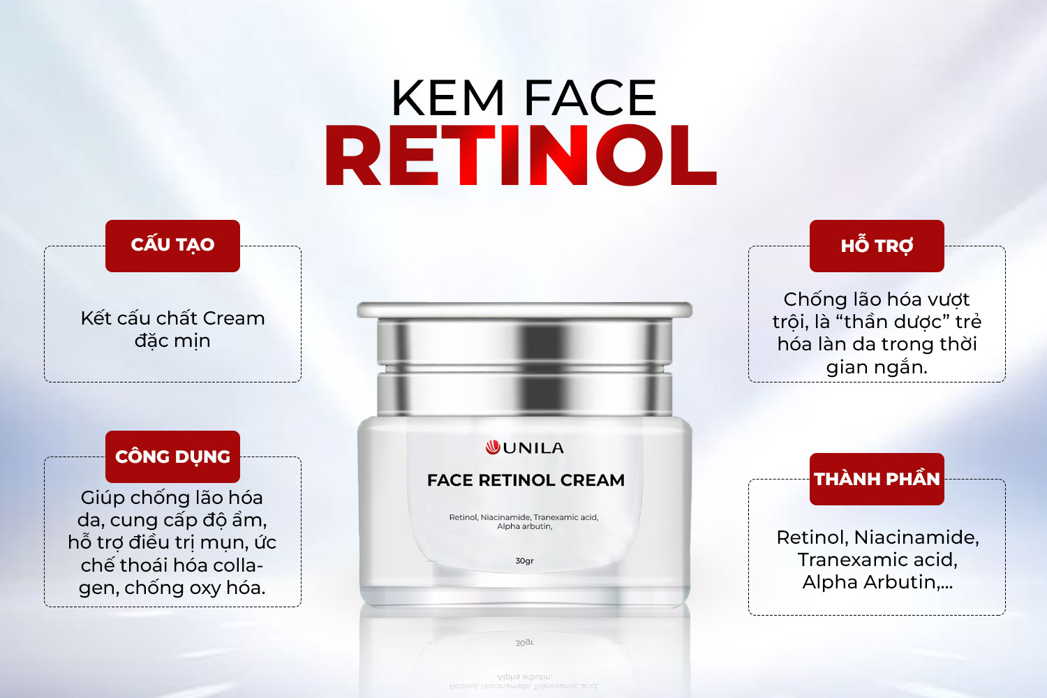 Kem Face Retinol UNILA sản phẩm Gia công mỹ phẩm sạch