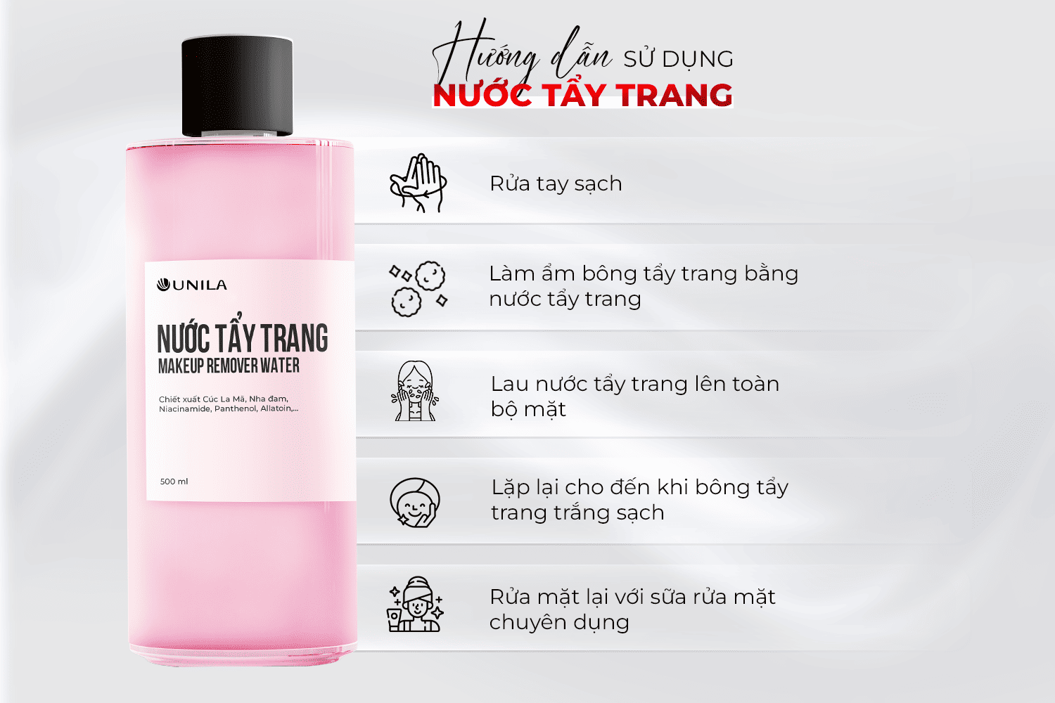 Nước Tẩy Trang Unila Việt Nam Công dụng