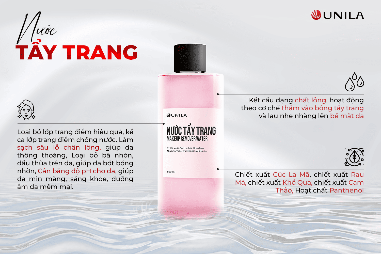 Gia công mỹ phẩm sạch NƯỚC TẨY TRANG UNILA