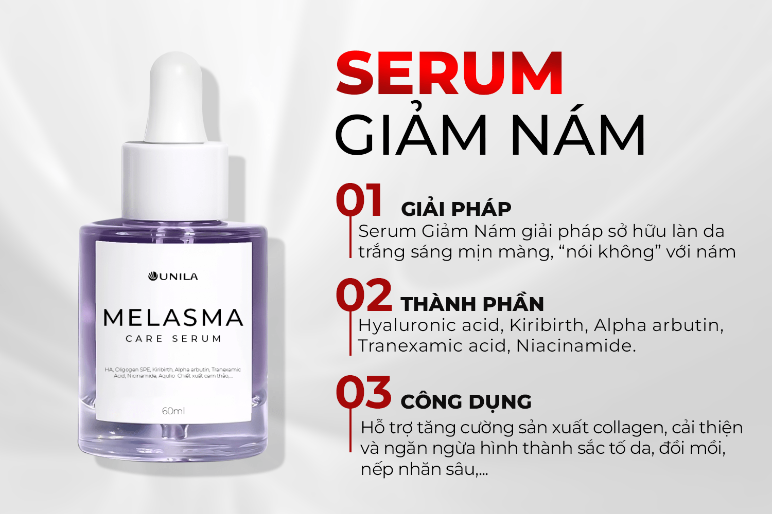 Gia công mỹ phẩm sạch Serum giảm nám UNILA