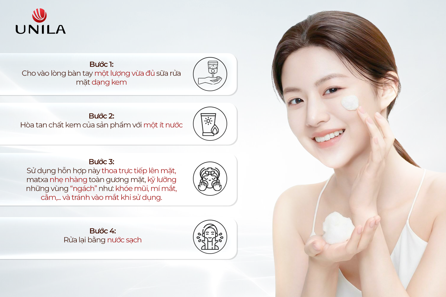 Sữa Rửa Mặt Dạng Kem Unila HDSD