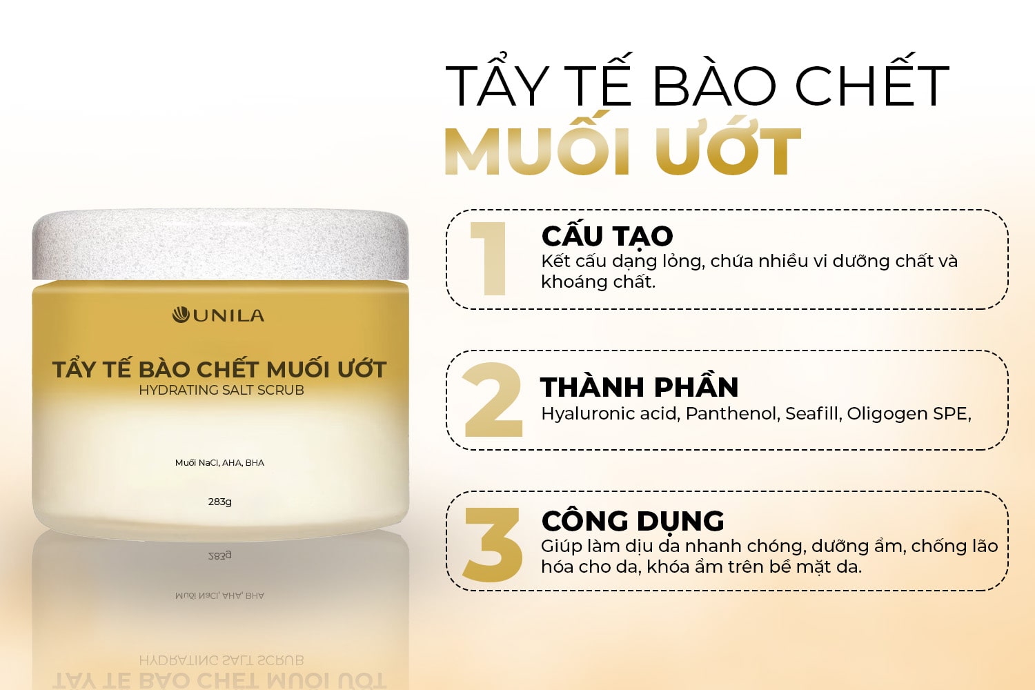 Gia công mỹ phẩm sạch Tẩy tế bào chết muối ướt UNILA