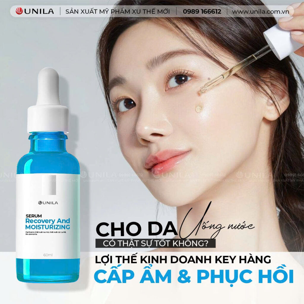 Cho da uống nước và lợi ích của Key hàng Phục hồi & Cấp ẩm - Nhà máy sản xuất mỹ phẩm UNILA