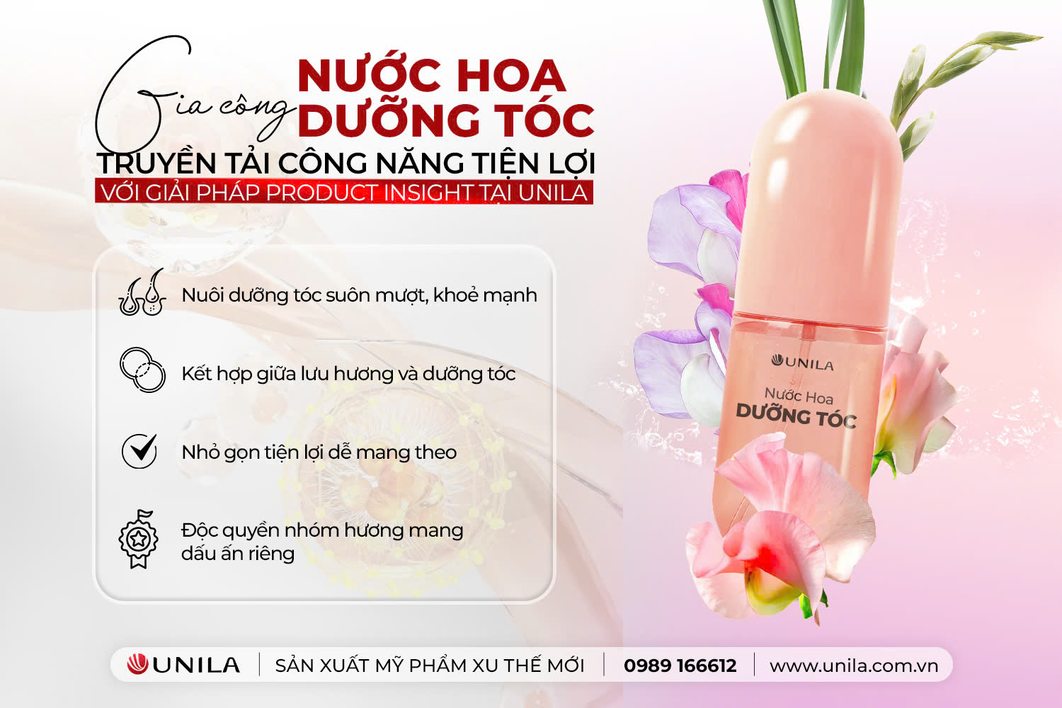 Gia công nước hoa dưỡng tóc UNILA
