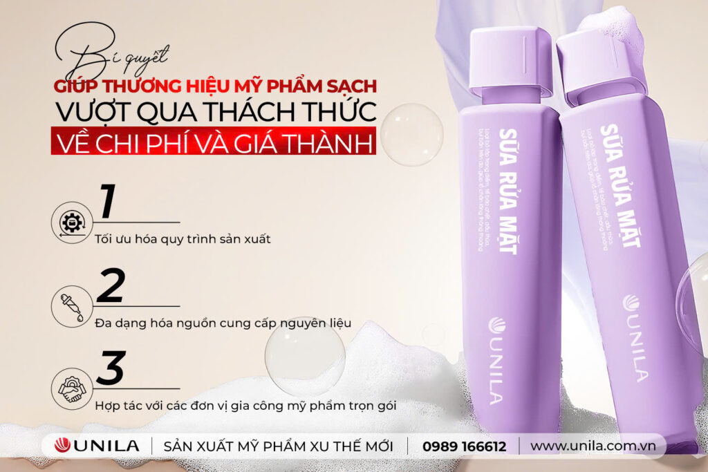 Thương hiệu mỹ phẩm sạch vượt thử phách chi phí và giá thành - Nhà máy sản xuất mỹ phẩm UNILA