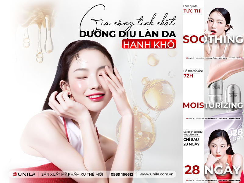 gia công tinh chất dưỡng dịu làn da hanh khô - Gia công mỹ phẩm UNILA