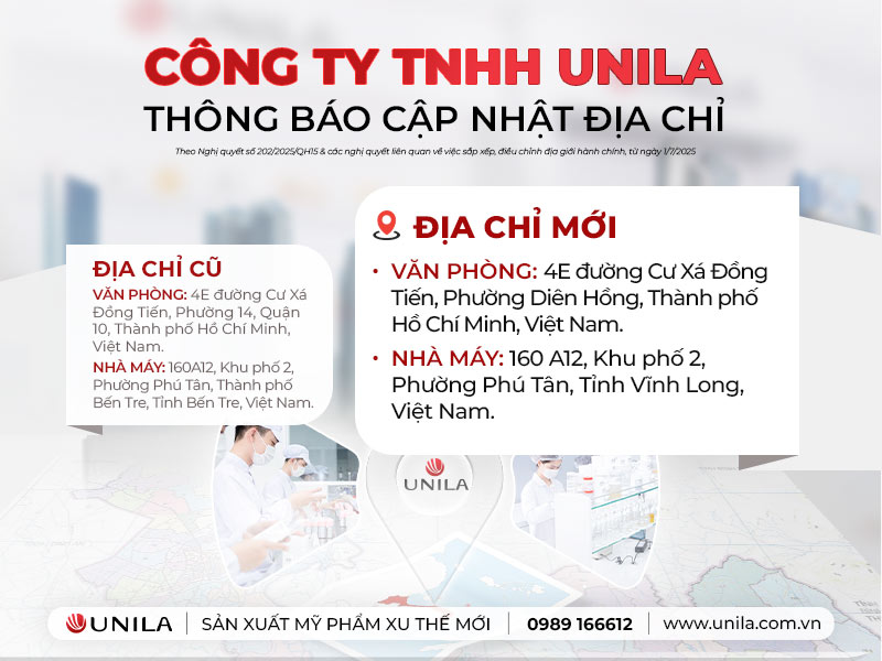 Cập nhật địa chỉ Nhà máy sản xuất mỹ phẩm UNILA